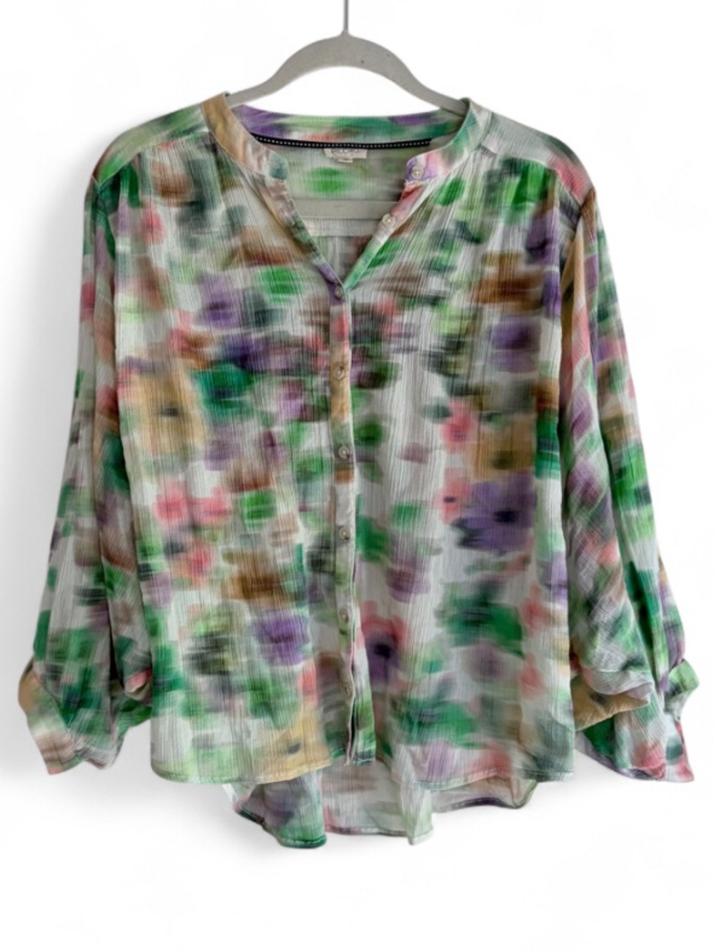 Pilcro 100% Cotton Watercolor Dolman Sleeve Button Down Boho Blouse Size S